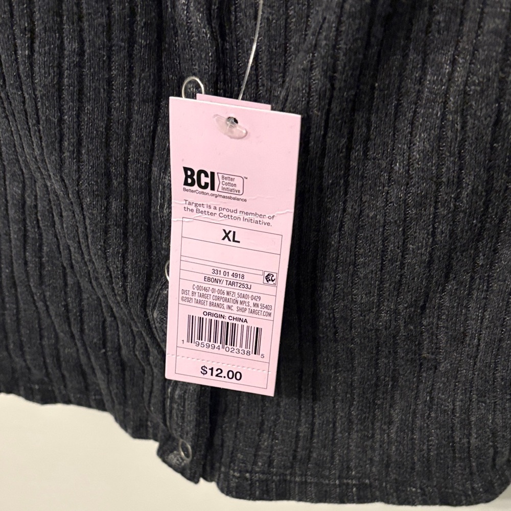 Target Charcoal Ribbed Button-Down Top - Picture 2 of 3